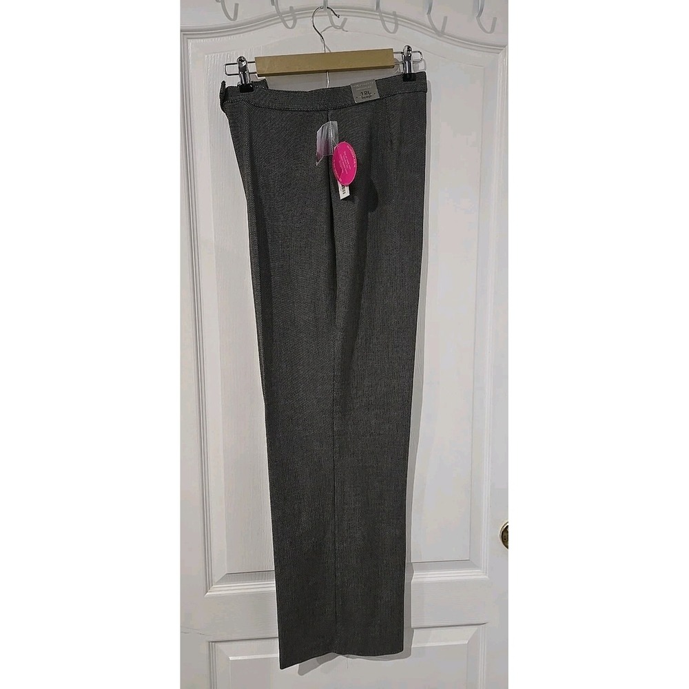 Investments 12 L Black/ White Dots Dress Pants NWT Madison AVE Fit Office Wear